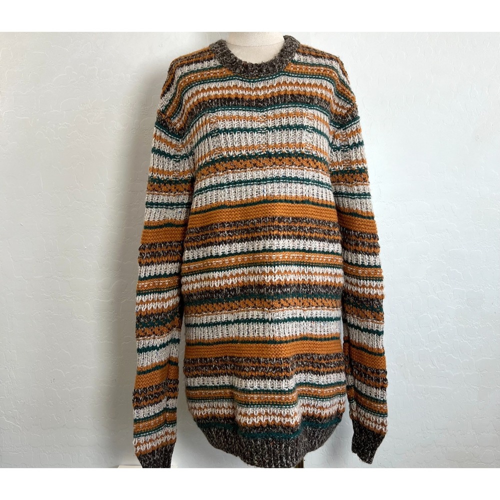 Zara chunky knit multicolor sweater oversized tunic length slouchy lounge orange